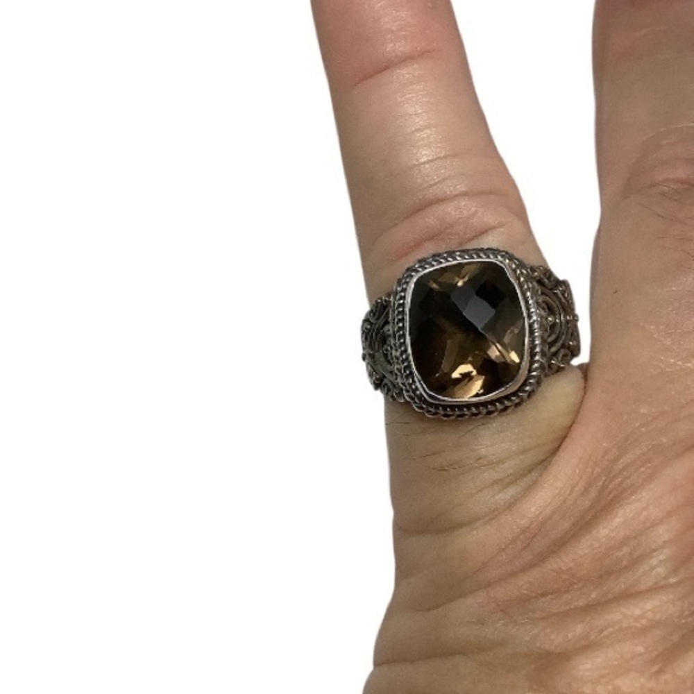 BA Suarti sterling silver smoky quartz ring size 7